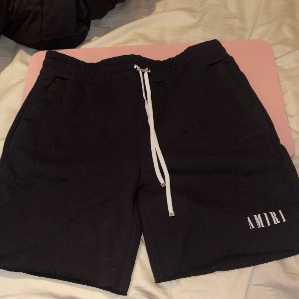 AMIRI Black Shorts with White Logo